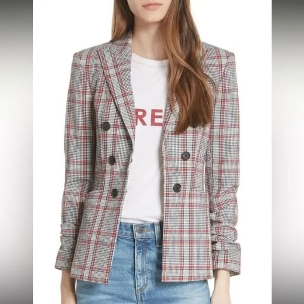 NWT VERONICA BEARD Caldwell Dickey Jacket Size 6 Red/Gray